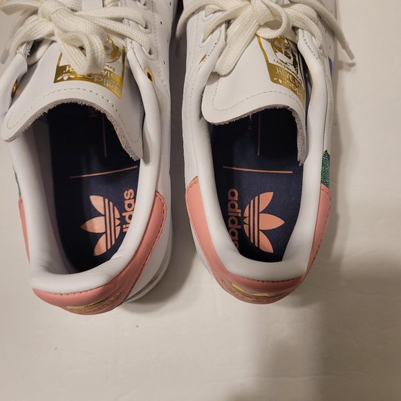 Adidas Stan Smith Sneaker White/Pink/Green/Blue/Yellow Lace up Closure Size 10 - Picture 10 of 13